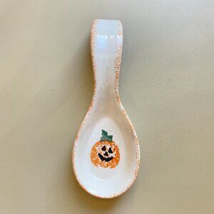 Pumpkin Spoon Rest Loomco China Ceramic Halloween Vintage